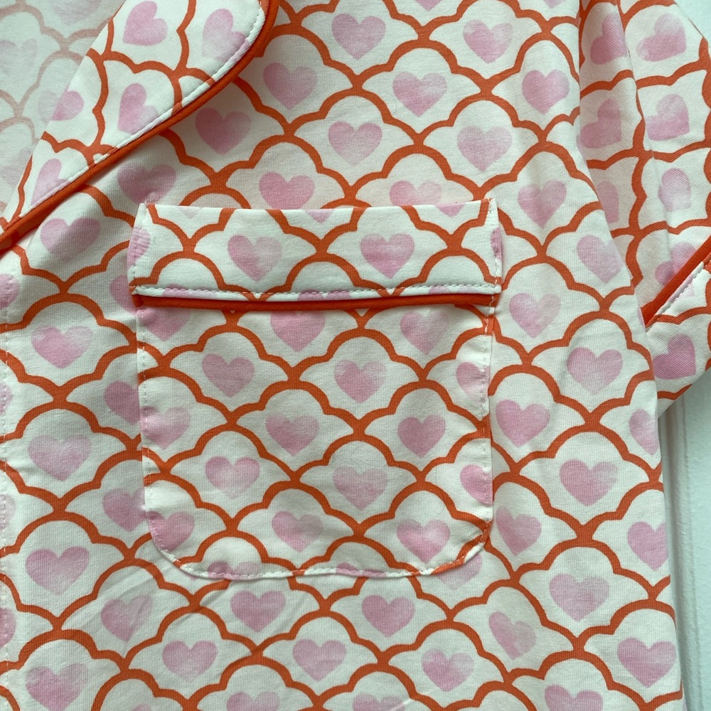 Roller Rabbit x Target Geo Hearts Pink & Orange Shorts PJ Set - L. NWT - Picture 7 of 13
